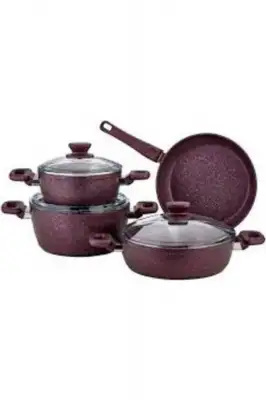 Evimsaray 7 Parça Granit Tencere Seti Defne Mor
