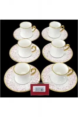 Sima Belinda Pembe Yaldızlı 12 Parça Kahve Fincan Takımı