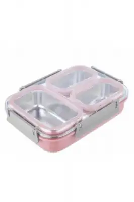 Penguen Üç Bölmeli Yemek Sefer Tası Pembe - PNG-1305-P