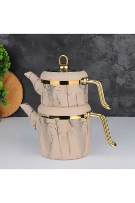 Arow Oolong Granit Çaydanlık Takımı - Kahve - TR-4443-K