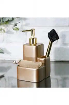 By Selim Marley Fırçalı Süngerlikli Sıvı Sabunluk - Vizon