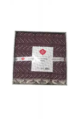 Cotton Box Çift Kişilik Saçaklı Pike - Bordo Krem