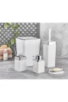 Noble Life Plus 5 Parça Akrilik Metalize Kaplamalı Lüx Banyo Seti Beyaz