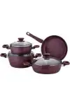 Evimsaray 7 Parça Granit Tencere Seti Defne Mor