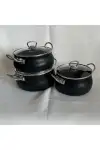 Meşeler Granit Inox Kulp 3 Lü Güveç Seti Siyah