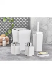 Noble Life Plus 5 Parça Akrilik Metalize Kaplamalı Lüx Banyo Seti Beyaz