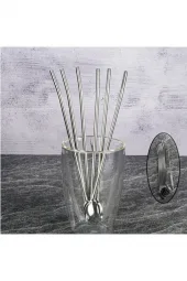Tohana Altılı Çelik Kaşık Pipet Seti - THN75667 Şeffaf