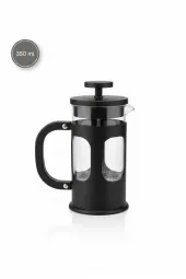 Arow 350 ml Borosilikat Cam French Press - Filtre Kahve ve Bitki Çayı Demleyici - Siyah D-854
