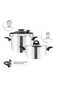 Emsan Vera 4+6 Lt Düdüklü Tencere Seti - Siyah