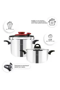 Emsan Vera 4+6 Lt Düdüklü Tencere Seti - Kırmızı