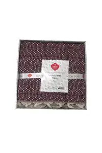 Cotton Box Çift Kişilik Saçaklı Pike - Bordo Krem