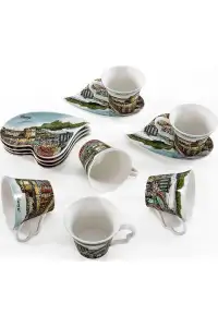 Vitale 6'lı Alanya Desenli Kahve Fincanı Seti