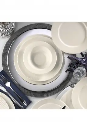 Kütahya Porselen Bone Iron 6 Kişilik 24 Parça Yemek Takımı