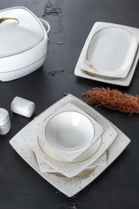 Acar Serena 60 Parça 12 Kişilik Porselen Yemek Takımı Beyaz