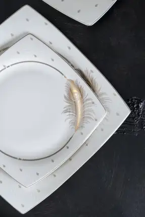 Acar Serena 60 Parça 12 Kişilik Porselen Yemek Takımı Beyaz