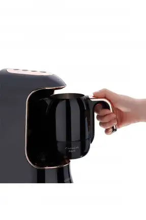 Korkmaz Kahvekolik Deluxe Aqua Siyah/Rosagold Kahve Makinası A862-04