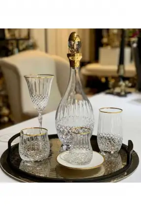 Canba Okinowa Altın 61 Parça Kristal Bardak Takımı GLZ200 Şeffaf