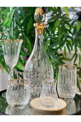 Canba Okinowa Altın 61 Parça Kristal Bardak Takımı GLZ200 Şeffaf