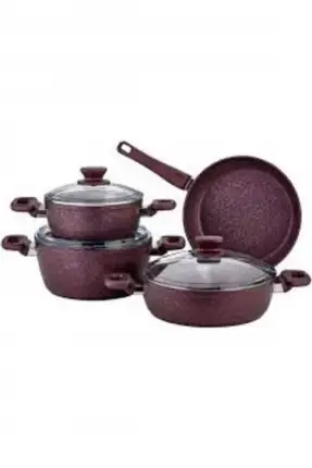 Evimsaray 7 Parça Granit Tencere Seti Defne Mor