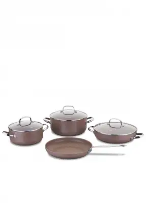 Korkmaz A2900 Browni 7 Parça Tencere Seti Kahverengi