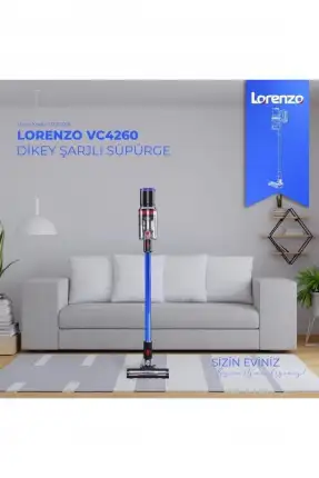 Lorenzo VC4260 25W Şarjlı Dikey Süpürge Mavi