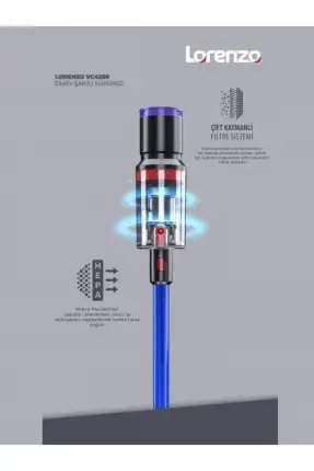 Lorenzo VC4260 25W Şarjlı Dikey Süpürge Mavi
