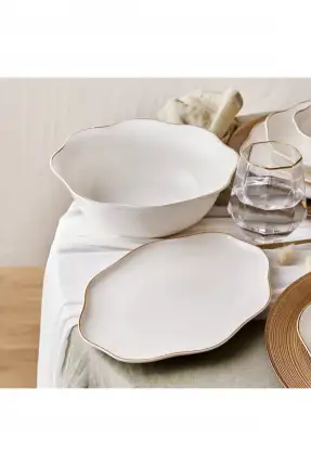 Emsan Lotus Fine Bone 53 Parça 12 Kişilik Yemek Takımı Gold
