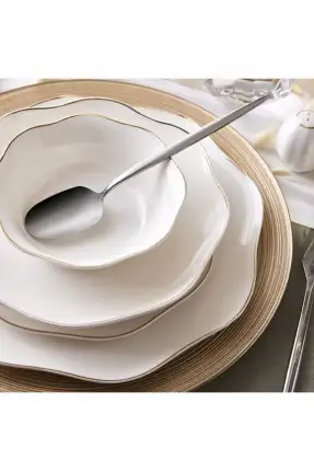 Emsan Lotus Fine Bone 53 Parça 12 Kişilik Yemek Takımı Gold