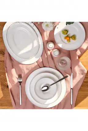 Emsan Alicia Fine Bone 60 Parça 12 Kişilik Yuvarlak Yemek Takımı Platin