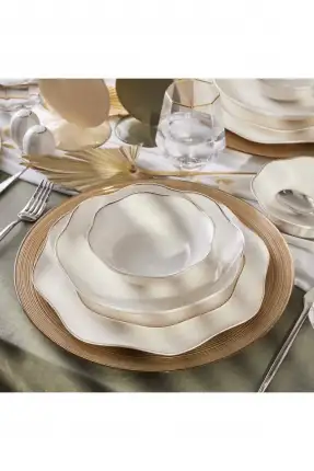 Emsan Lotus Fine Bone 53 Parça 12 Kişilik Yemek Takımı Gold