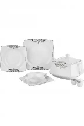 Taç Real Bone Noris 60 Parça Yemek Takımı Platin - TAC-2261 Platin