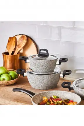 Emsan Bright 7 Parça Tencere Seti Gri