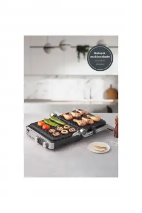 Homend Grilliant 1340H Inox Gövde Alt ve Üst Sıcaklığı Ayrı Kontrol Edilebilen Döküm Plakalı Tost ve Izgara Makinesi