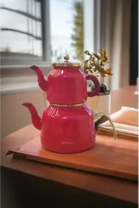 Arow Roomy Kırmızı Emaye Çaydanlık Takımı - TR-4535