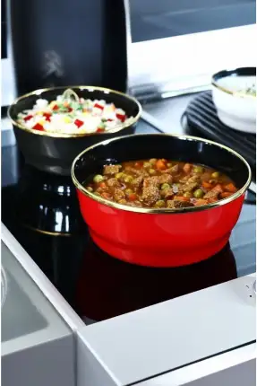 Arow Warm Kırmızı 3'lü Emaye Saklama Kabı - TR-4537