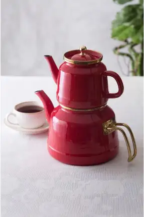 Arow Roomy Kırmızı Emaye Çaydanlık Takımı - TR-4535