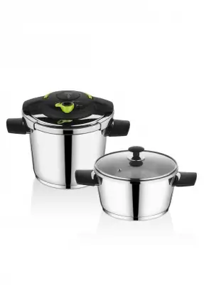 Arow VigorCook 4+6 Litre Düdüklü Tencere Seti  - Siyah-Yeşil