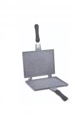 FMS Granit Döküm Ocak Üstü El Tost ve Çok Amaçlı Grill Tava 26 cm - Gri - D3001GRI