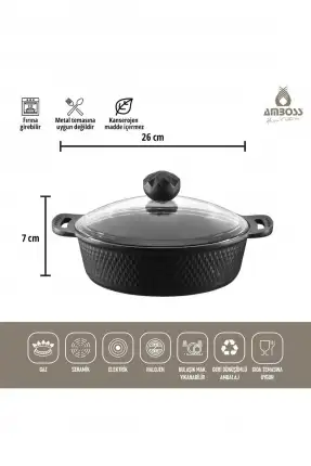 Amboss Kuvars Döküm Titanyum Kaplama 7 Parça Tencere Seti - Siyah