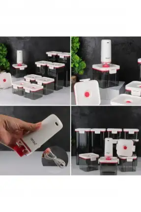 Arow Sunn Vakum Makineli Saklama Kabı Seti 10'lu+1 Vakum Makinesi