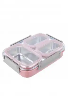 Penguen Üç Bölmeli Yemek Sefer Tası Pembe - PNG-1305-P