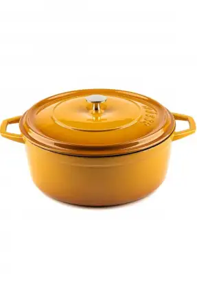 Hosse Demir Döküm 24 cm Derin Tencere Sarı - HS Y DT 24