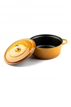 Hosse Demir Döküm 24 cm Derin Tencere Sarı - HS Y DT 24