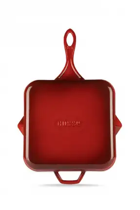 Hosse HSKGTV 2828 Kare Grill Döküm Tava – 28x28 cm (Yardımcı Kulplu) Kırmızı