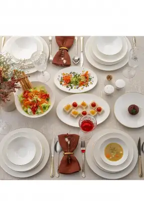 Emsan Elmira Gold Fine Bone 59 Parça 12 Kişilik Yemek Takımı