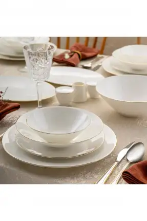 Emsan Elmira Gold Fine Bone 59 Parça 12 Kişilik Yemek Takımı