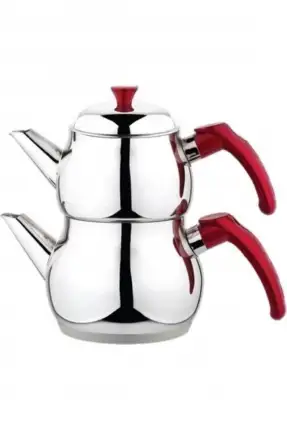 BY Kardelen Büyük Küre Çaydanlık Takımı - Kırmızı