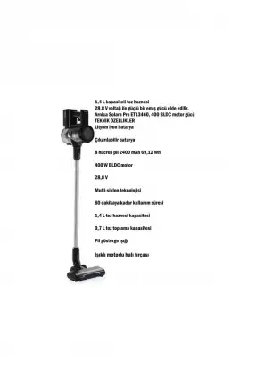 Arnica Solara Pro ET13460 Şarjlı Dik Süpürge Antrasit