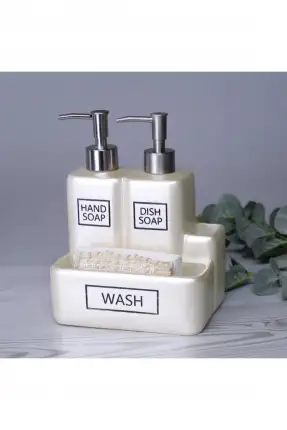 By Selim Liberty Fırçalı Süngerlikli İkili Sıvı Sabunluk - İnci