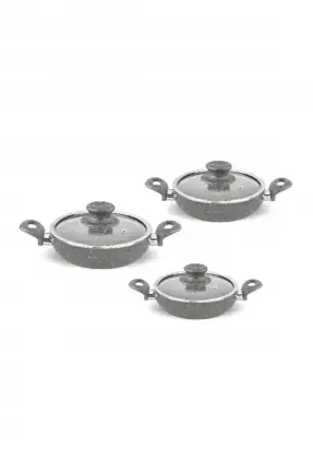 FMS Mercan 6 Parça Granit Sahan Seti - Gri - GM501GRI